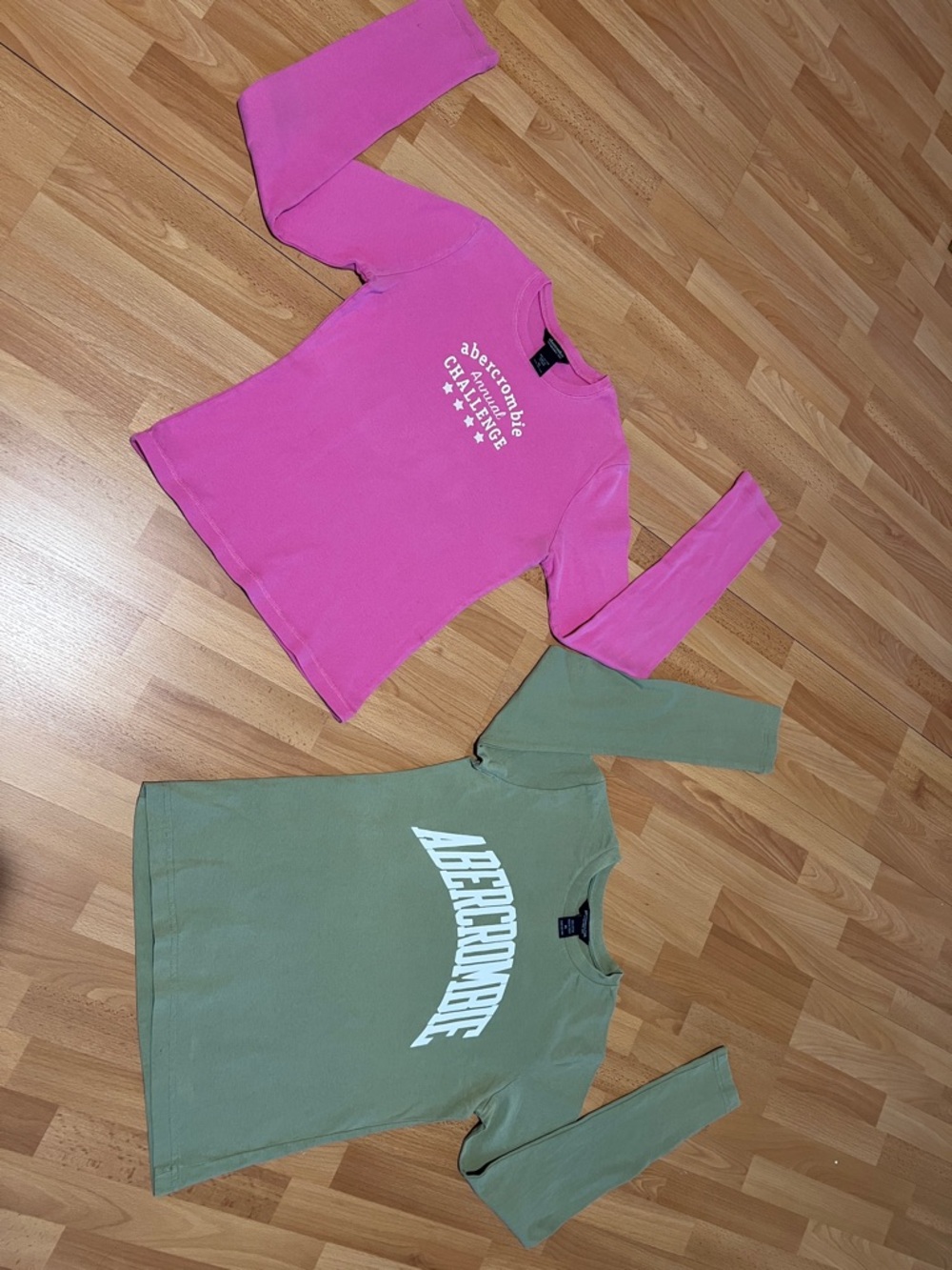Women’s Junior ABERCROMBIE & FITCH Pink & Olive Long Sleeve Tee Set Sz.XL